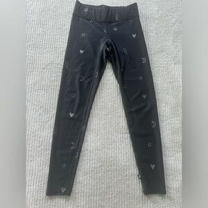 Black Terez Leggings stars, hearts, lightening in size Medium